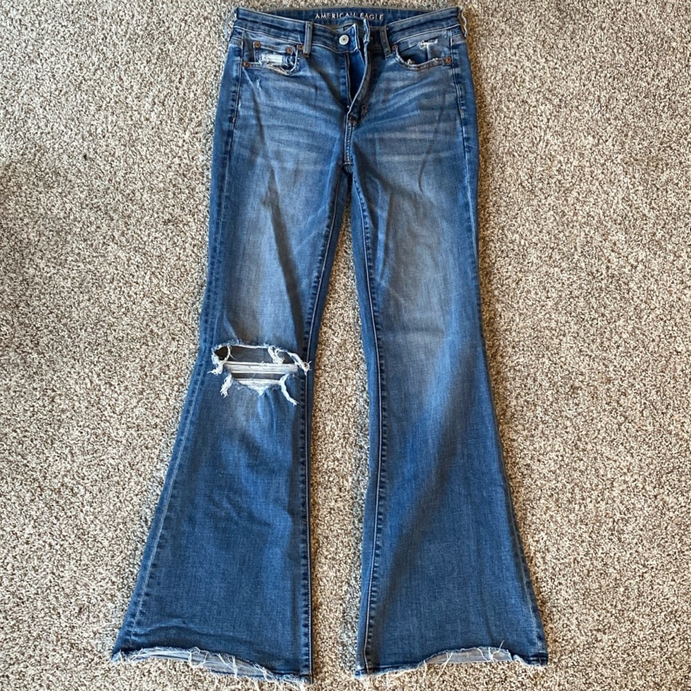 American Eagle super high-rise flare jeans